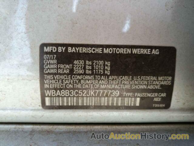 BMW 3 SERIES I, WBA8B3C52JK777739