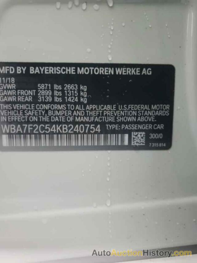 BMW 7 SERIES XI, WBA7F2C54KB240754