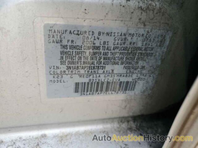 NISSAN SENTRA S, 3N1AB7AP7EL678731