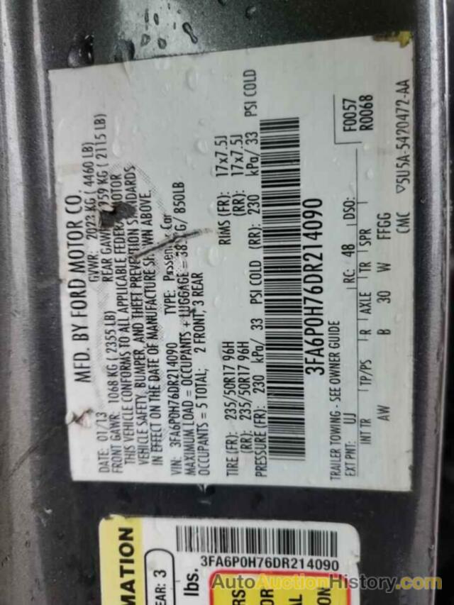 FORD FUSION SE, 3FA6P0H76DR214090