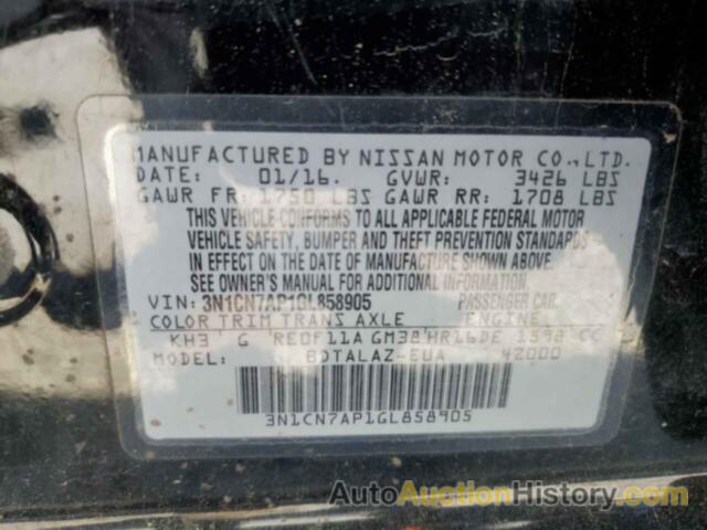 NISSAN VERSA S, 3N1CN7AP1GL858905