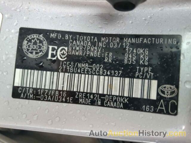 TOYOTA COROLLA BASE, 2T1BU4EE5CC834137