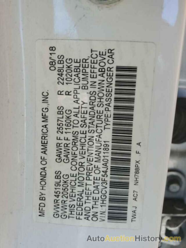 HONDA ACCORD HYBRID EXL, 1HGCV3F54JA011891