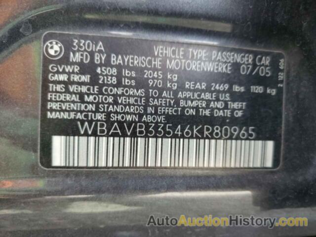BMW 3 SERIES I, WBAVB33546KR80965