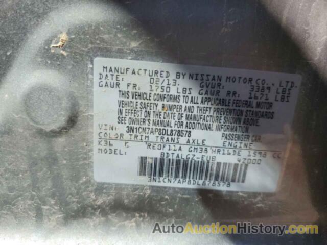 NISSAN VERSA S, 3N1CN7AP8DL878578