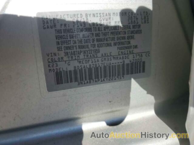 NISSAN SENTRA S, 3N1AB7AP1KY221959