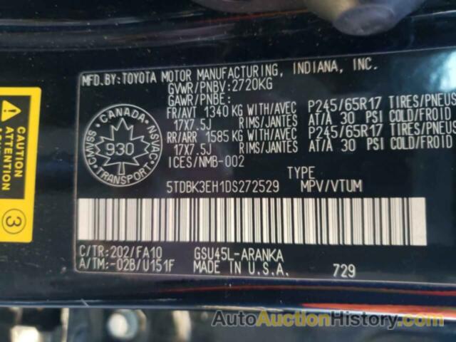 TOYOTA HIGHLANDER BASE, 5TDBK3EH1DS272529