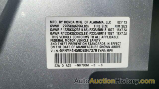 HONDA PILOT EXL, 5FNYF4H59DB047379