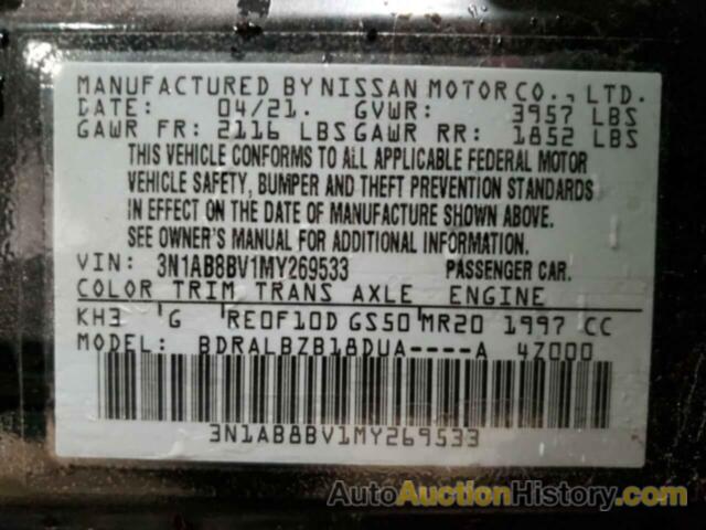 NISSAN SENTRA S, 3N1AB8BV1MY269533