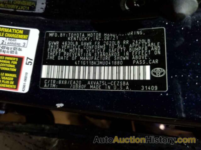 TOYOTA CAMRY SE, 4T1G11BK3MU041880