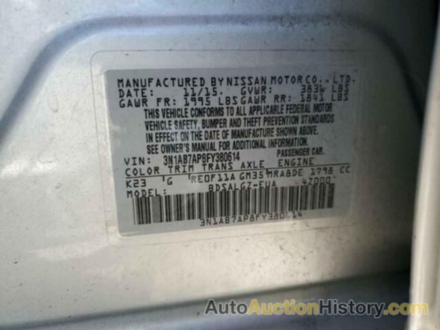 NISSAN SENTRA S, 3N1AB7AP8FY380614