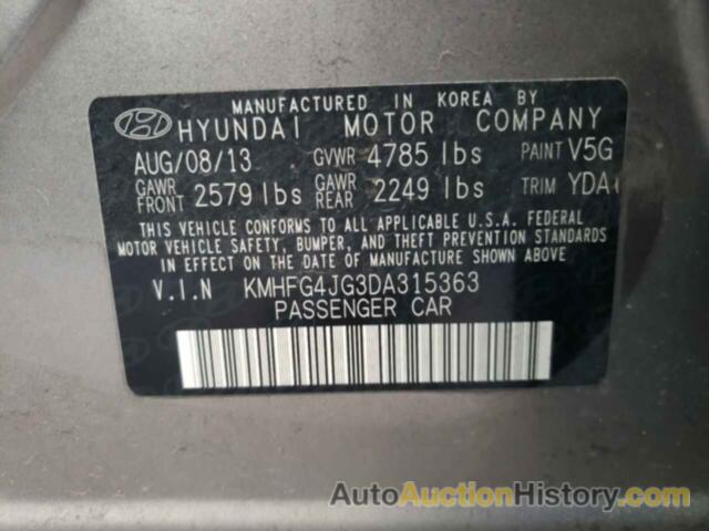 HYUNDAI AZERA, KMHFG4JG3DA315363