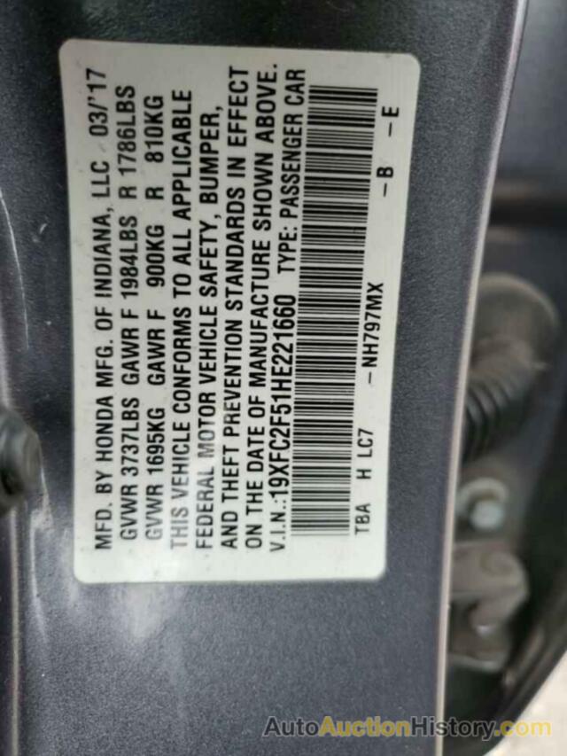 HONDA CIVIC LX, 19XFC2F51HE221660