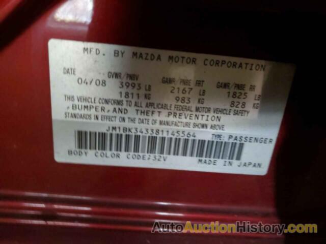 MAZDA MAZDA3 HATCHBACK, JM1BK343381145564