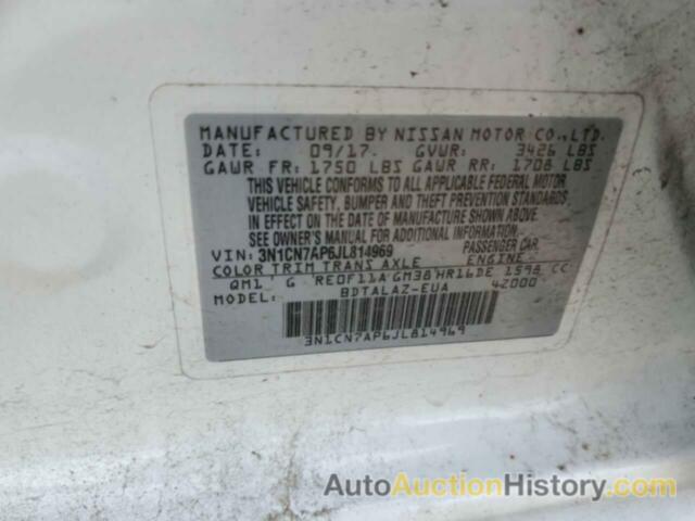 NISSAN VERSA S, 3N1CN7AP6JL814969