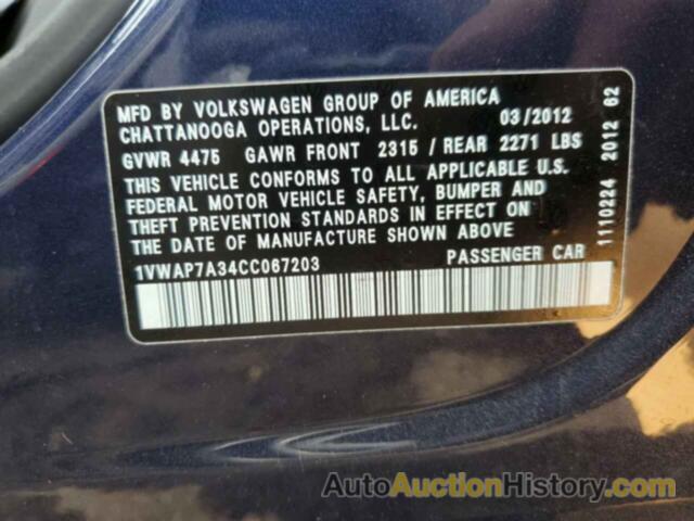 VOLKSWAGEN PASSAT S, 1VWAP7A34CC067203