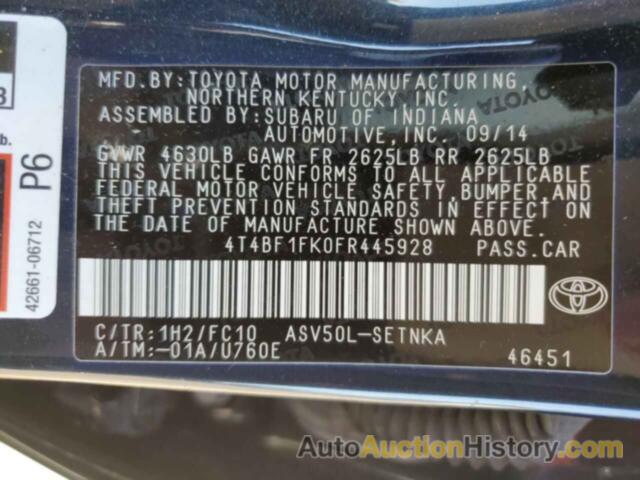 TOYOTA CAMRY LE, 4T4BF1FK0FR445928