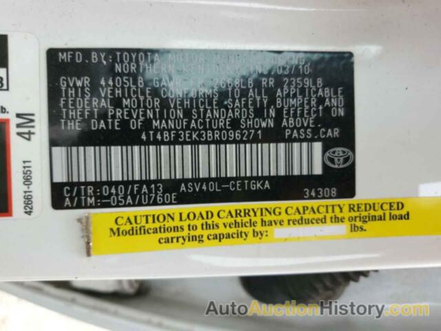 TOYOTA CAMRY BASE, 4T4BF3EK3BR096271