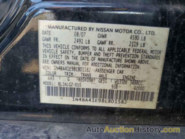 NISSAN MAXIMA SE, 1N4BA41E98C801582