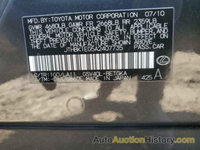 LEXUS ES350 350, JTHBK1EG5A2407735