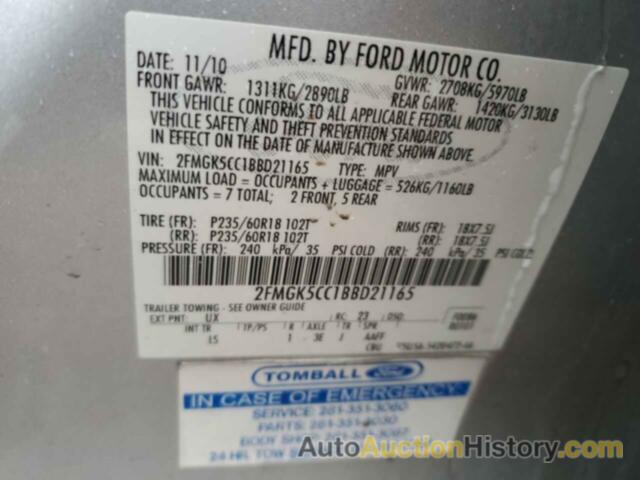 FORD FLEX SEL, 2FMGK5CC1BBD21165