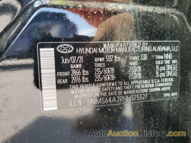 HYUNDAI SANTA FE SEL, 5NMS64AJ9NH375527