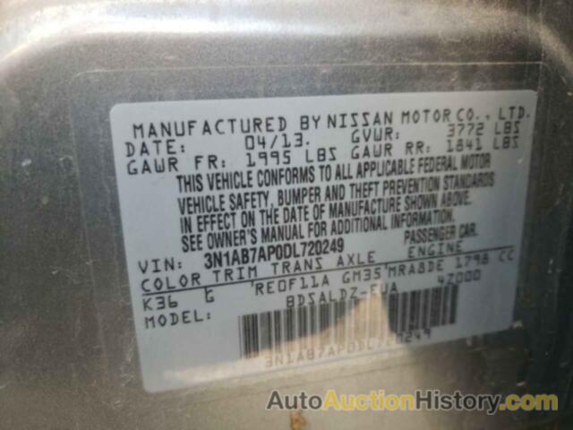 NISSAN SENTRA S, 3N1AB7AP0DL720249