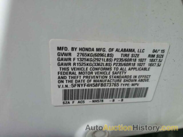 HONDA PILOT EXL, 5FNYF4H58FB073765