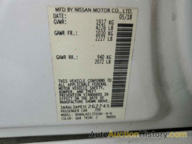 NISSAN ALTIMA 2.5, 1N4AL3AP0JC262745