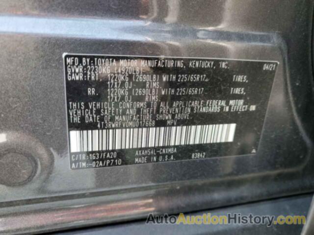 TOYOTA RAV4 XLE, 4T3RWRFV0MU017668