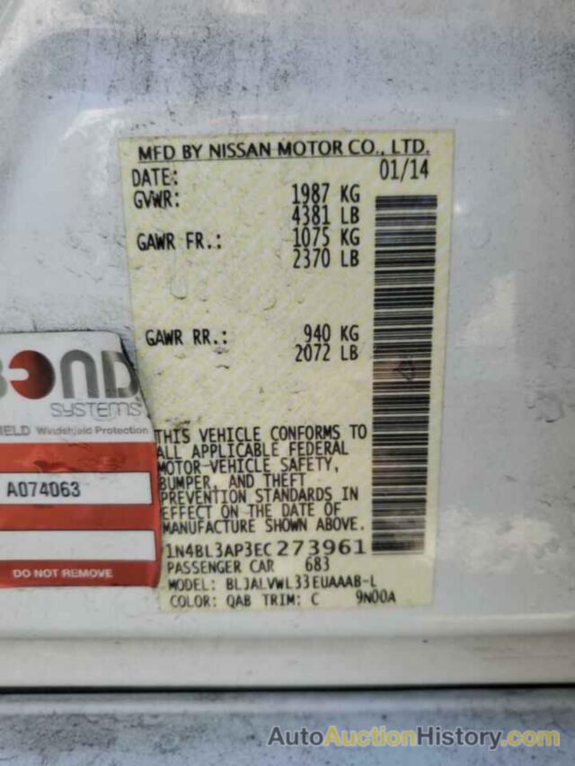 NISSAN ALTIMA 3.5S, 1N4BL3AP3EC273961