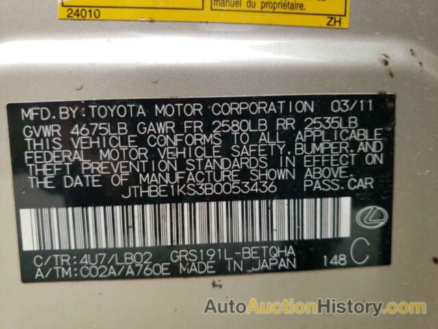 LEXUS GS350 350, JTHBE1KS3B0053436