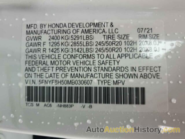 HONDA PASSPORT EXL, 5FNYF8H50MB030607