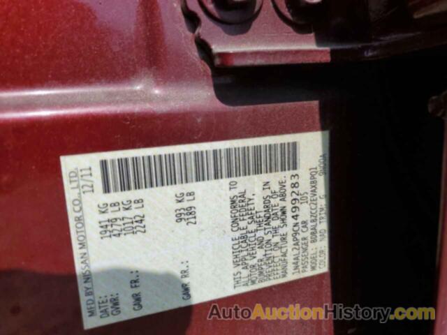 NISSAN ALTIMA BASE, 1N4AL2AP9CN499283