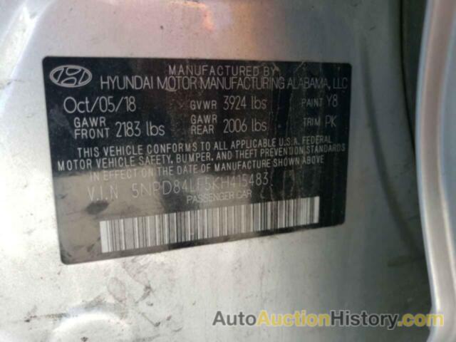 HYUNDAI ELANTRA SEL, 5NPD84LF5KH415483