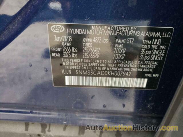 HYUNDAI SANTA FE SEL, 5NMS3CAD0KH007942