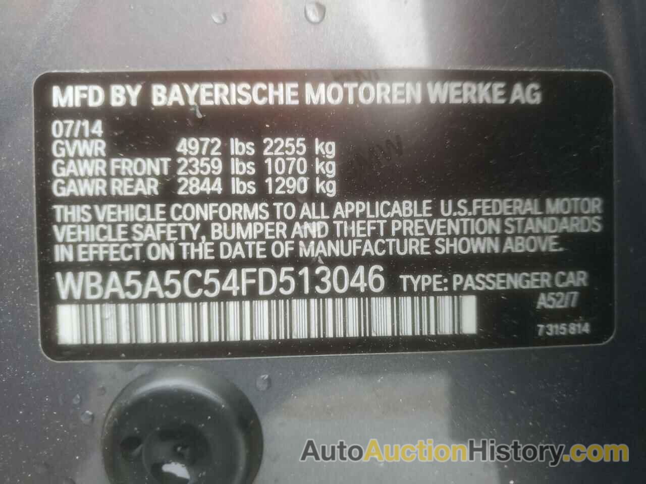 BMW 5 SERIES I, WBA5A5C54FD513046