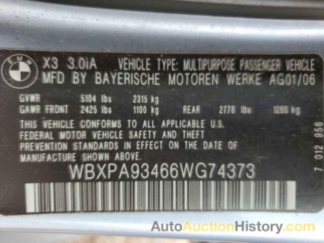 BMW X3 3.0I, WBXPA93466WG74373