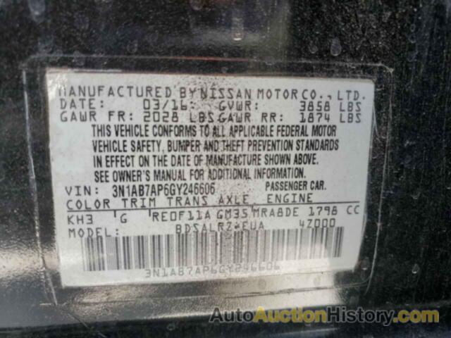 NISSAN SENTRA S, 3N1AB7AP6GY246606