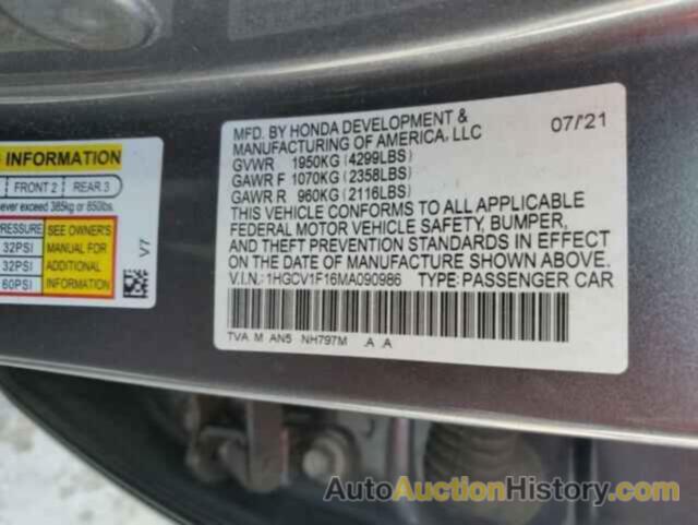 HONDA ACCORD LX, 1HGCV1F16MA090986