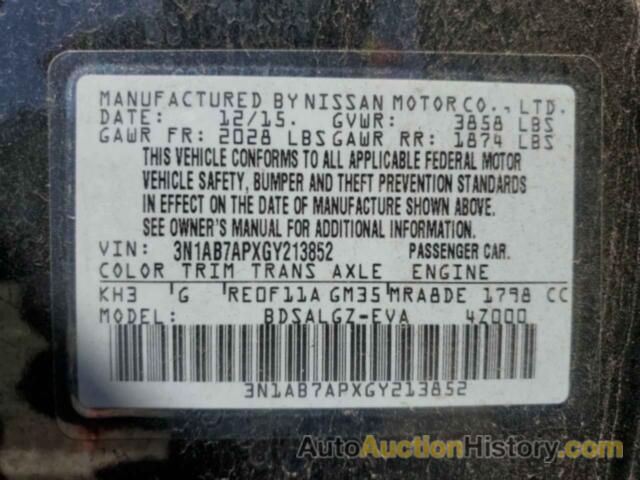 NISSAN SENTRA S, 3N1AB7APXGY213852