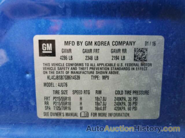 BUICK ENCORE CONVENIENCE, KL4CJBSB7GB614539