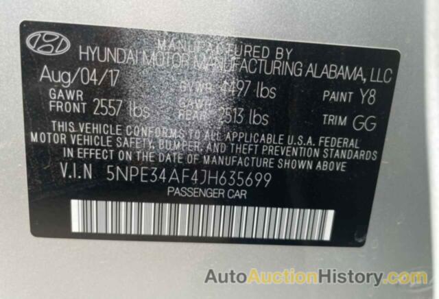 HYUNDAI SONATA SPORT, 5NPE34AF4JH635699