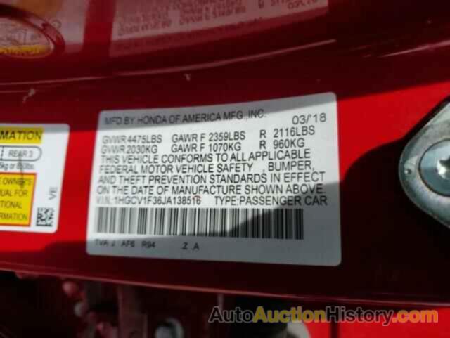 HONDA ACCORD SPORT, 1HGCV1F36JA138516