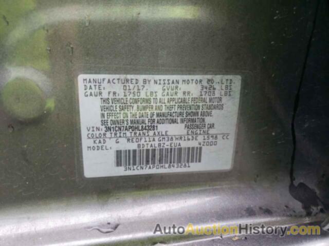 NISSAN VERSA S, 3N1CN7AP0HL843281