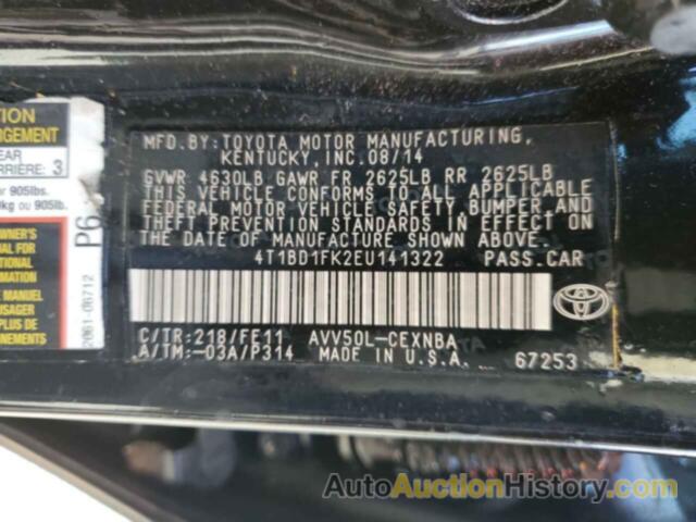 TOYOTA CAMRY HYBRID, 4T1BD1FK2EU141322