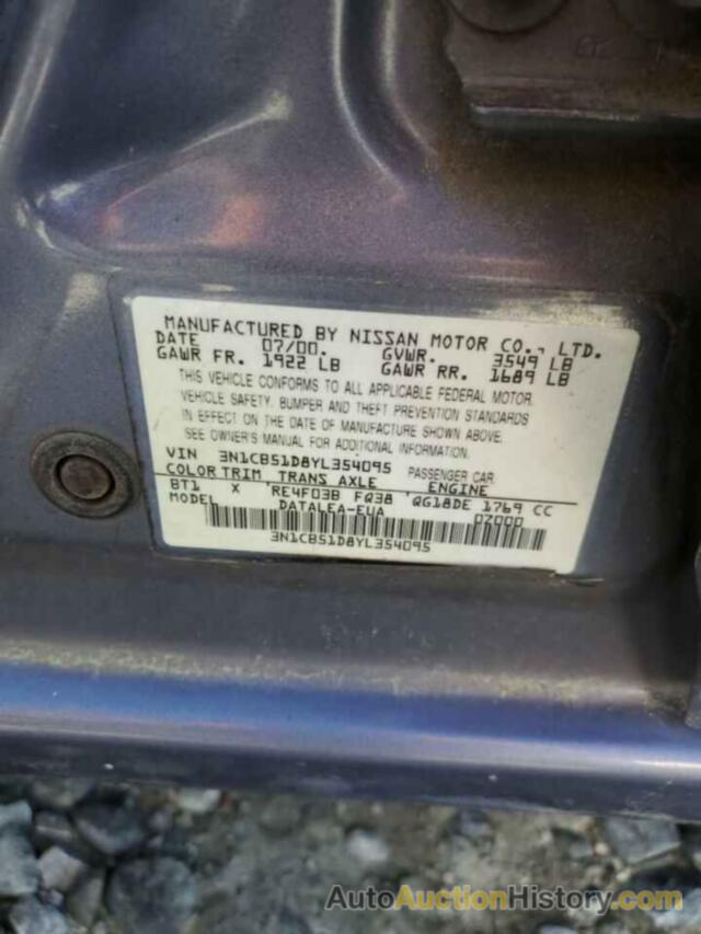 NISSAN SENTRA BASE, 3N1CB51D8YL354095