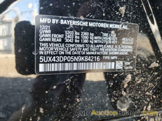 BMW X3 SDRIVE30I, 5UX43DP05N9K84216