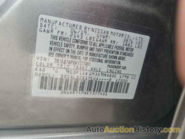 NISSAN SENTRA S, 3N1AB7APXKY377451