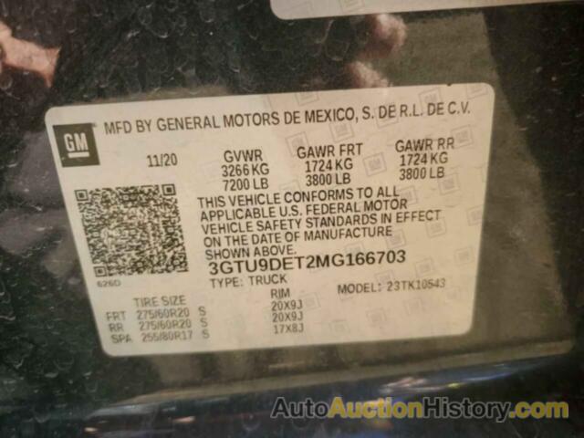 GMC SIERRA K1500 SLT, 3GTU9DET2MG166703